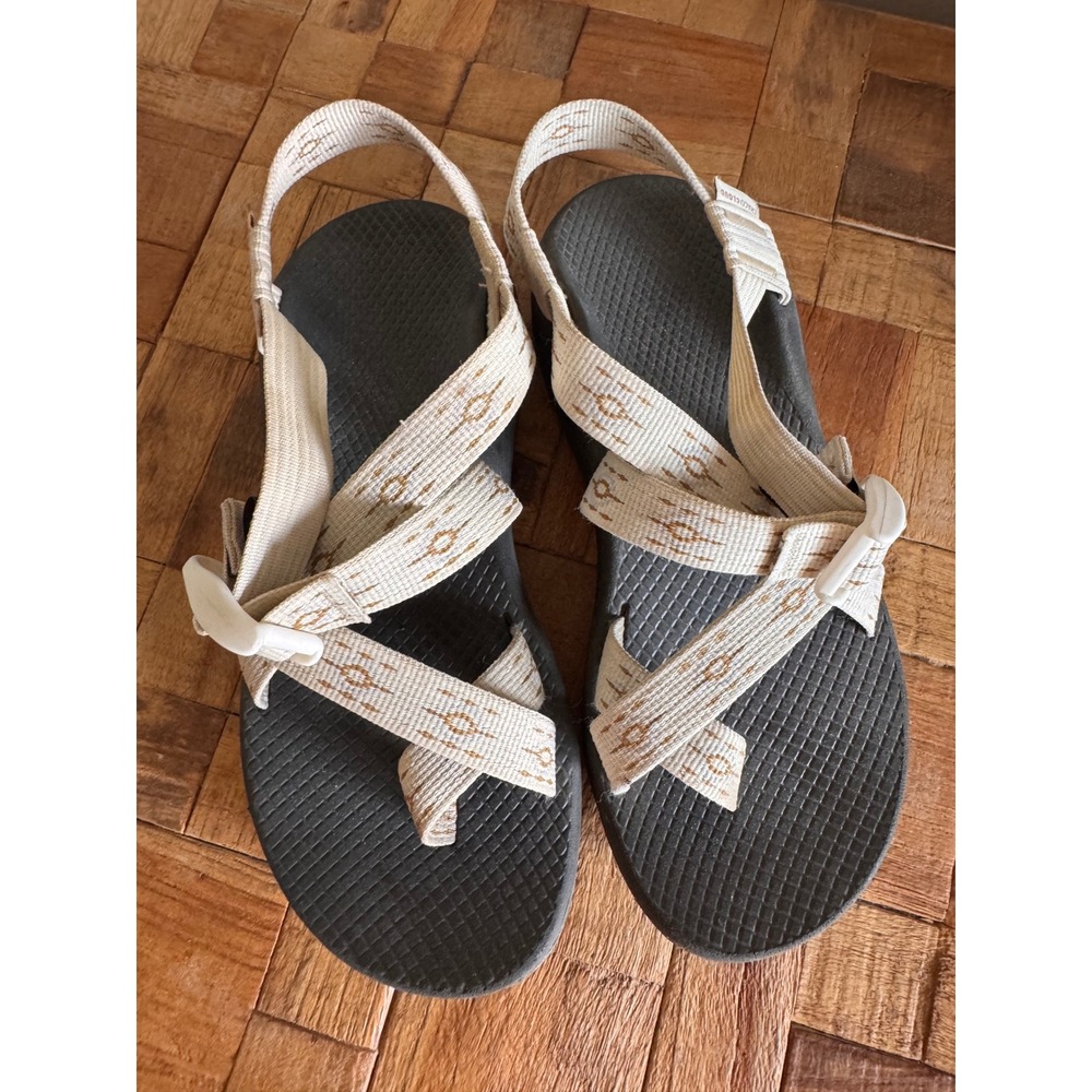 Chaco Z Cloud 2 Womens 8 Sandal Cream Geometric Strappy Toe Loop Athletic Hiking - Picture 6 of 6